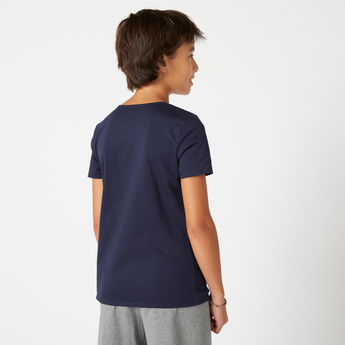 T-shirt enfant coton - Basique bleu jean avec imprimé