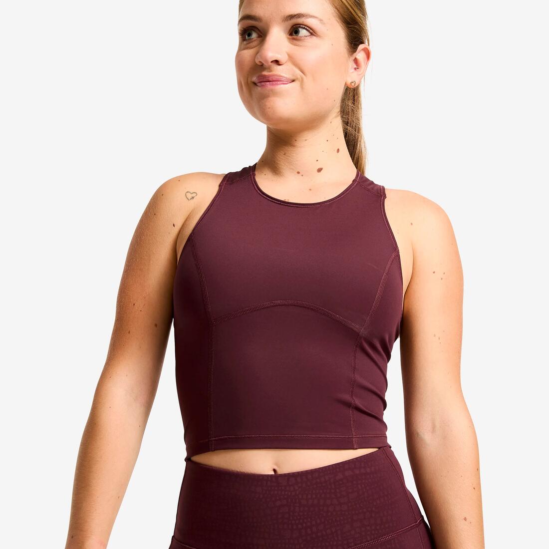 Débardeur de sport court galbant femme foncé