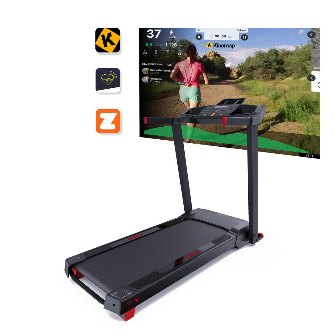 Tapis de course run100e, compact et connecté, 14 km/h, 45x120 cm
