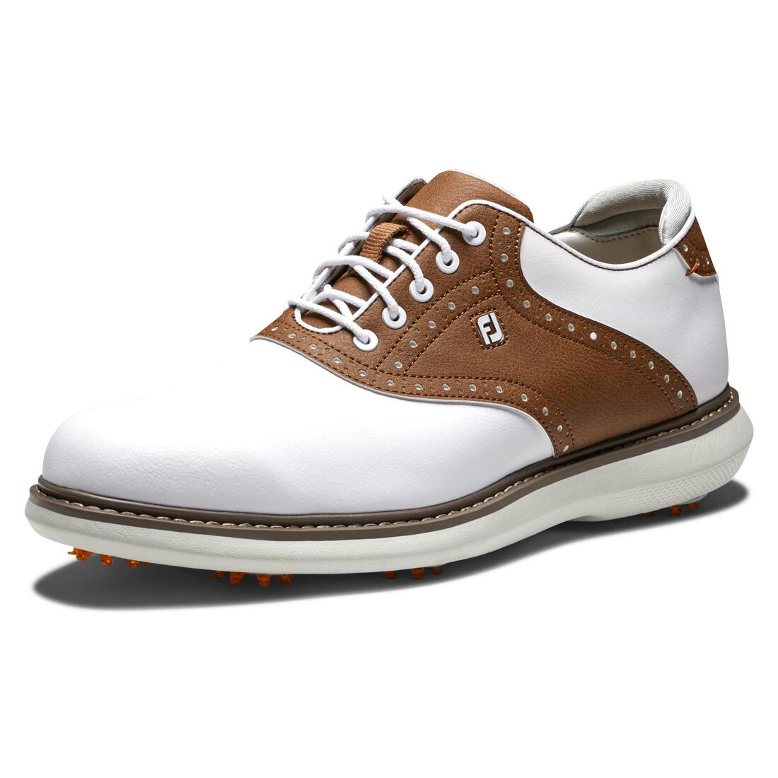 Chaussures de golf avec crampons homme Footjoy Traditions, blanc & marron