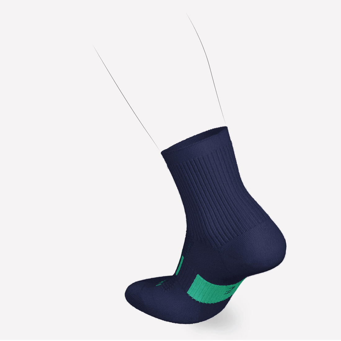 Lot X2 de chaussettes enfant AT 500 mid turquoise et rayées turquoises grises