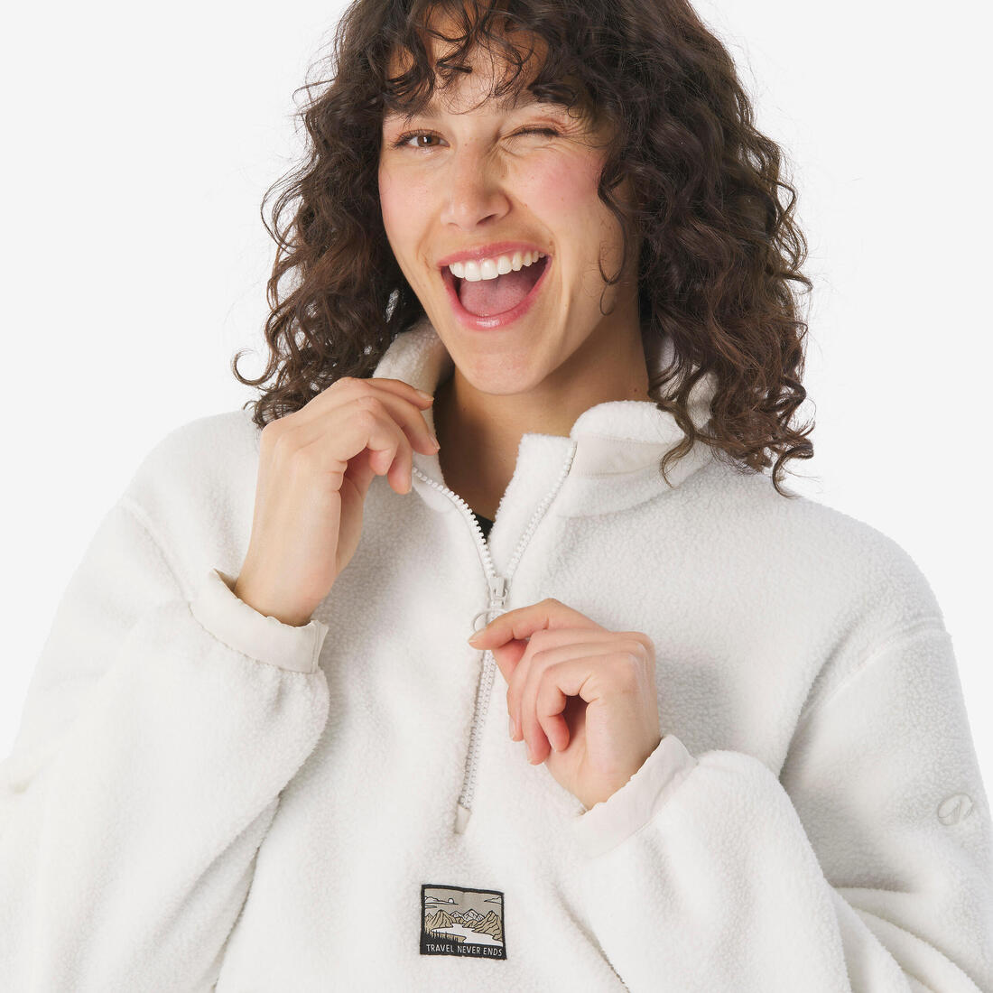 Polaire de randonnée montagne sherpa femme, MH100 1/2 zip