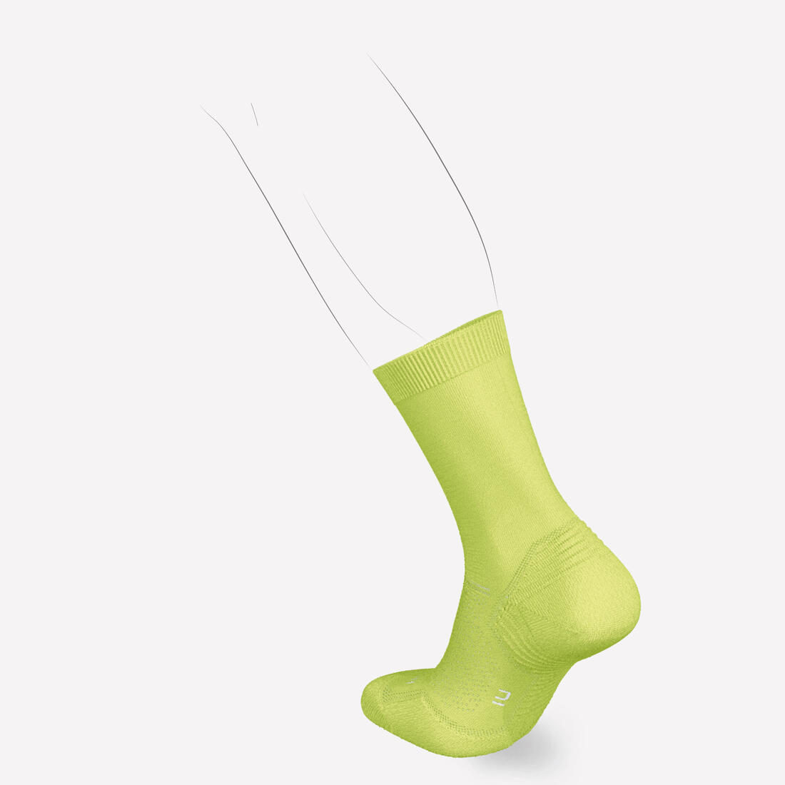 Lot de 2 paires de chaussettes running mi-mollet épaisses, KIPRUN Core blanches