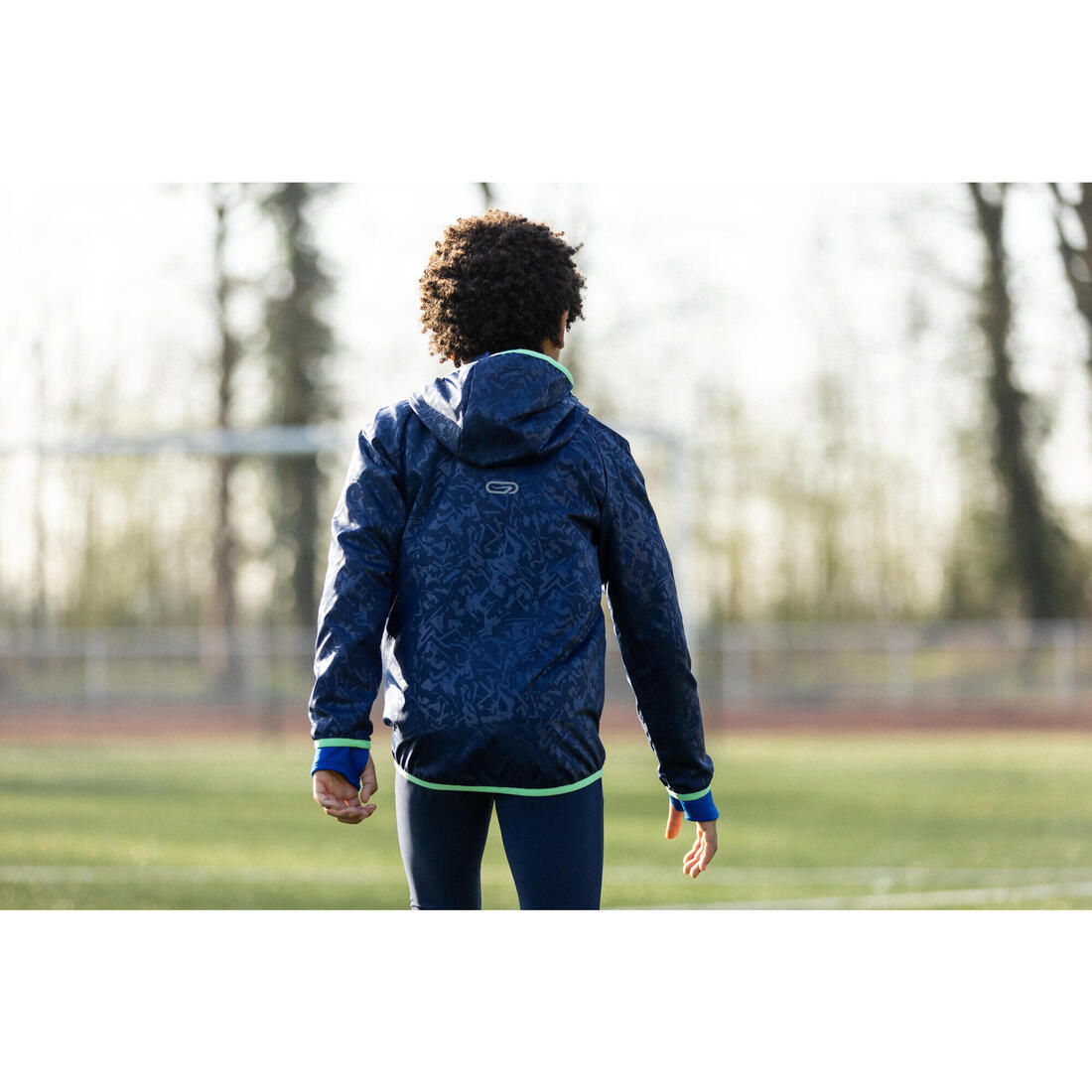 Veste coupe vent enfant pour l'athlétisme Kalenji AT 100 bleue