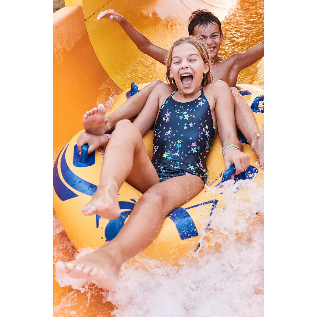 Maillot de bain 1 pièce jupette natation Fille - 100 Lila