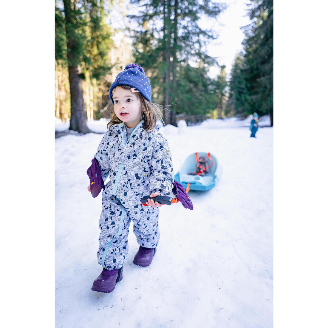 Combinaison ski bébé chaude - 500 warm - motifs gris