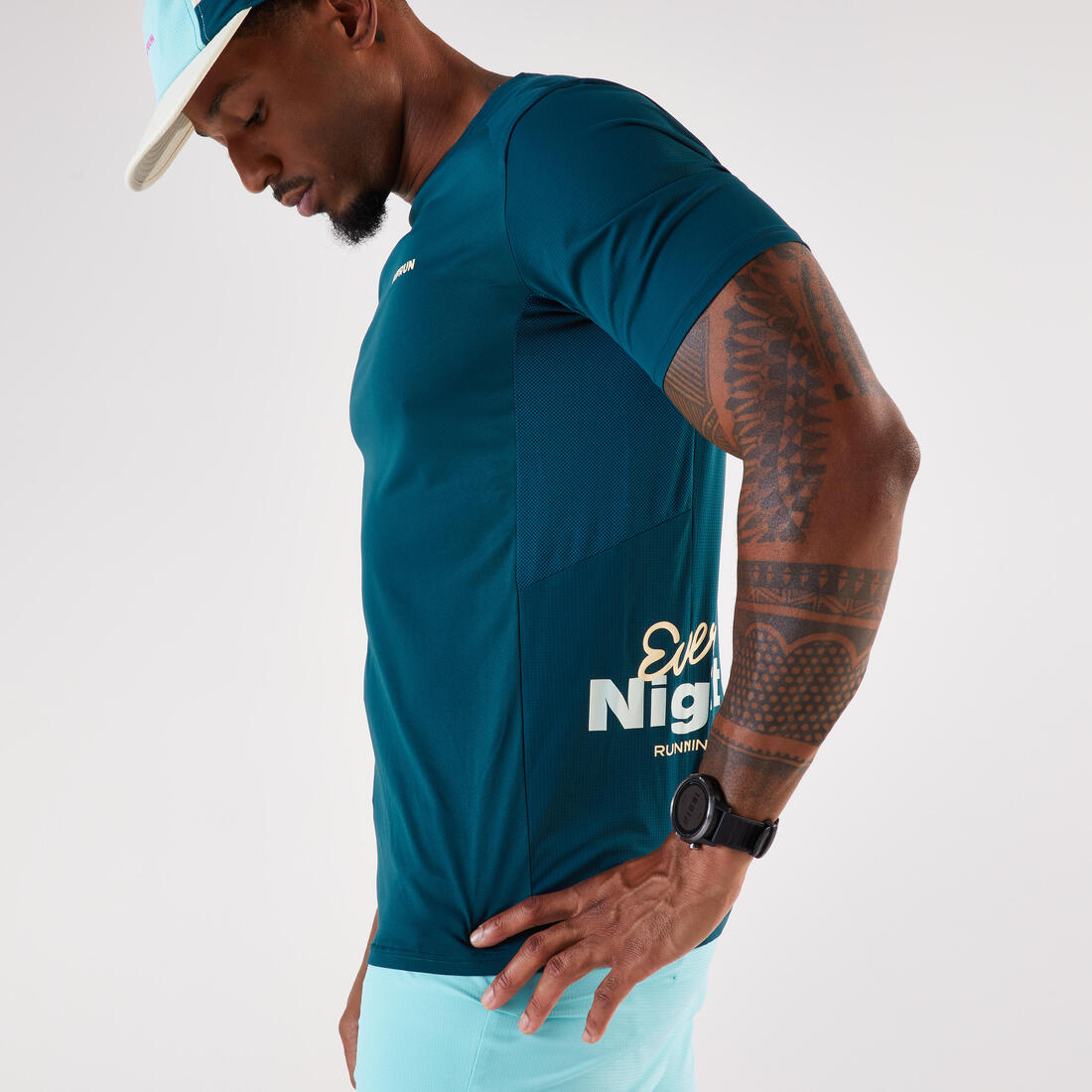 T-shirt de running respirant homme - kiprun run 900 light bleu et