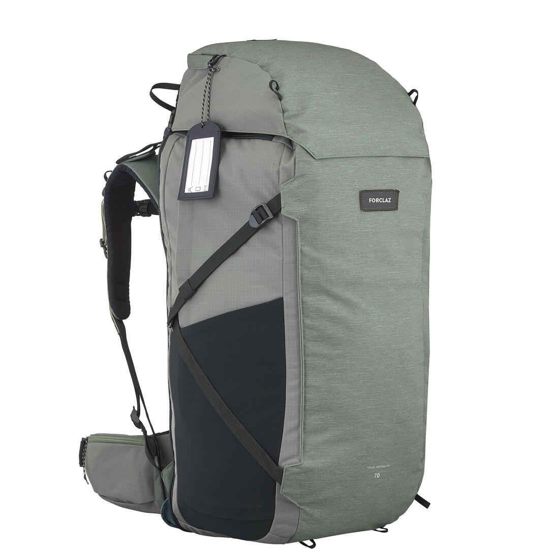 Sac à dos de voyage ouverture valise 70+6L homme, Travel 900 vert kaki