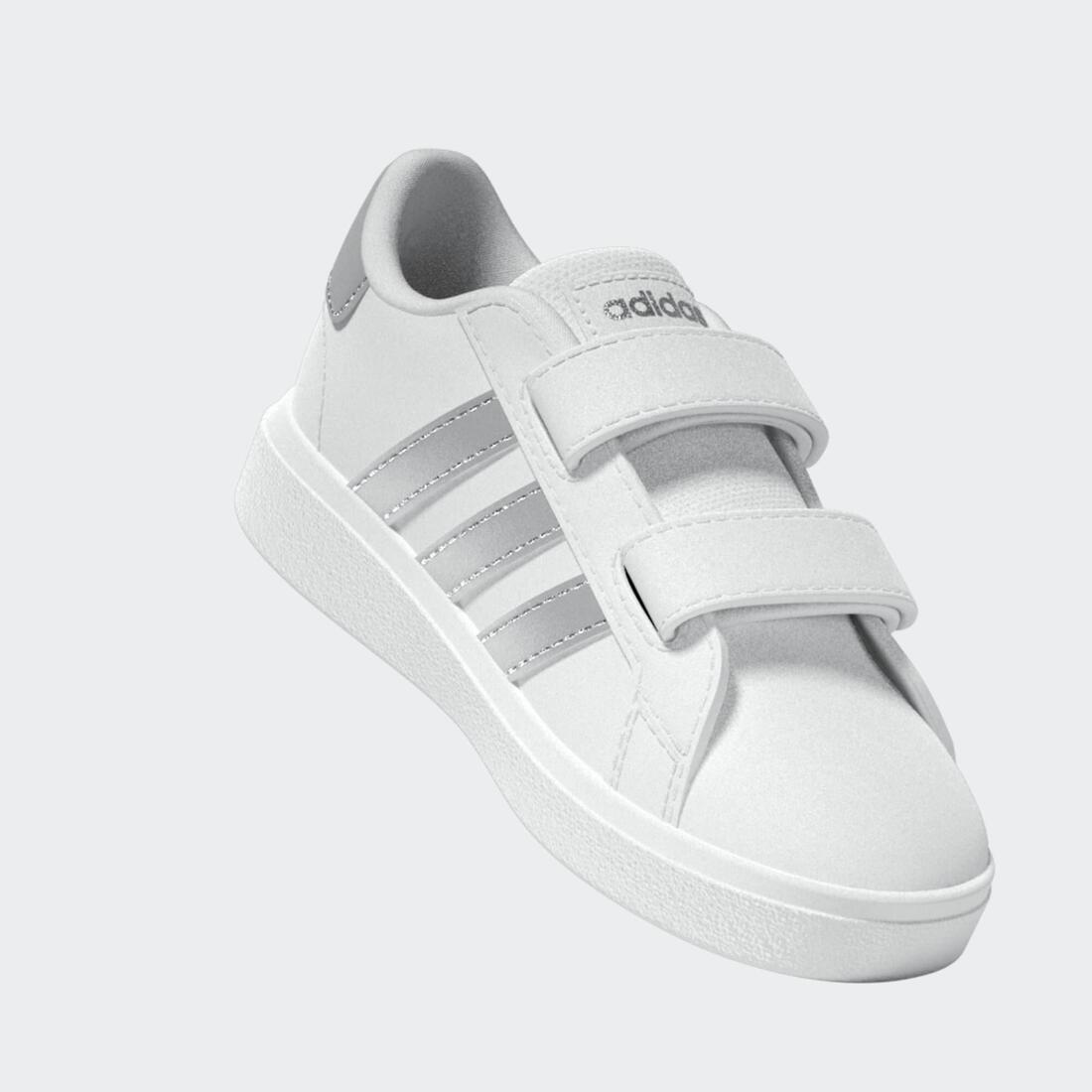 Chaussure bébé grand court 2.0, blanc argent