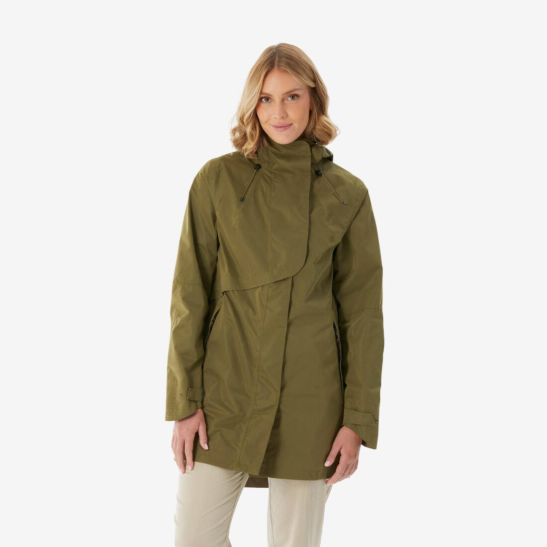 Veste longue imperméable femme, NH500