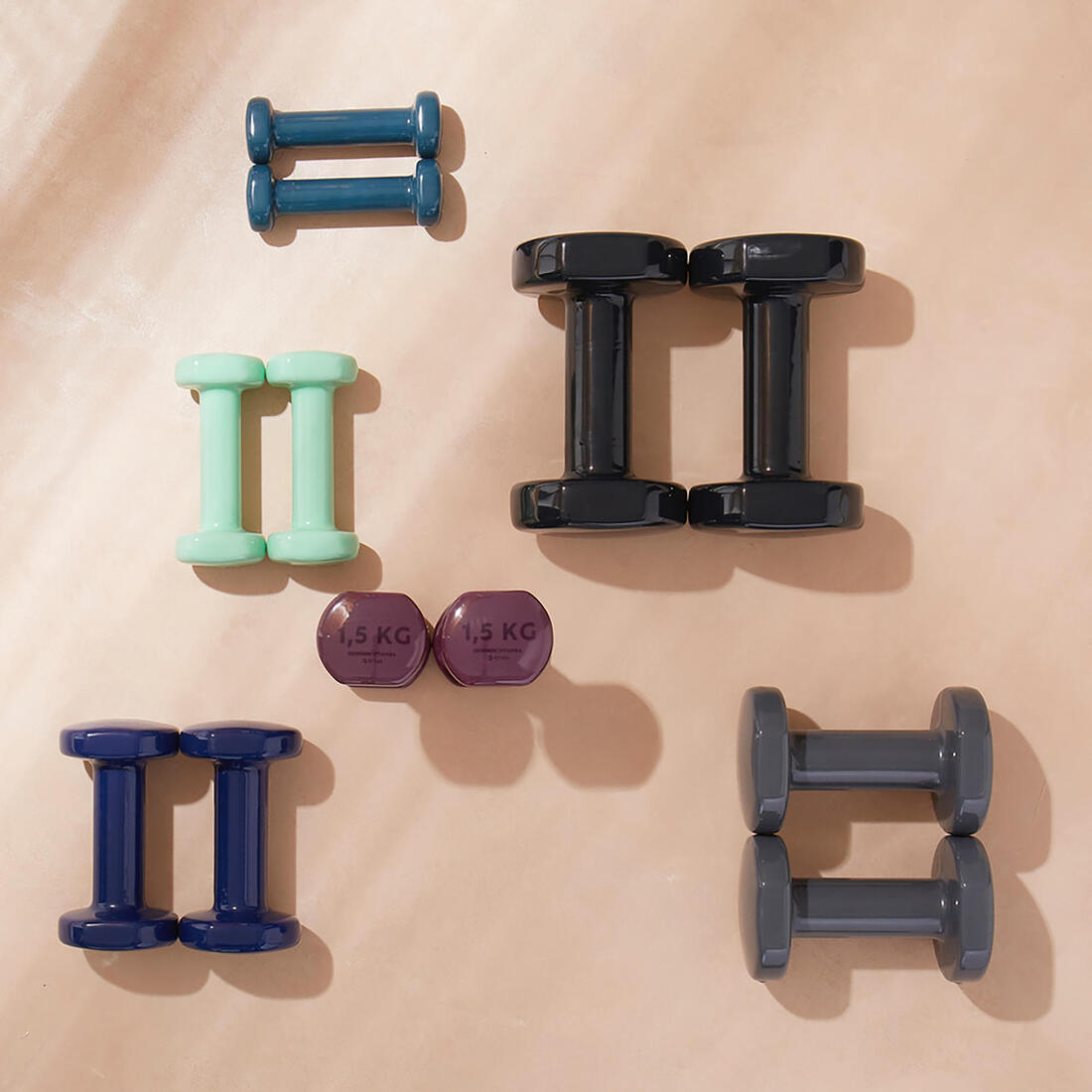 Paire d'haltères fitness 2*0,5 kg, fonte en partie recyclée, bleu marine