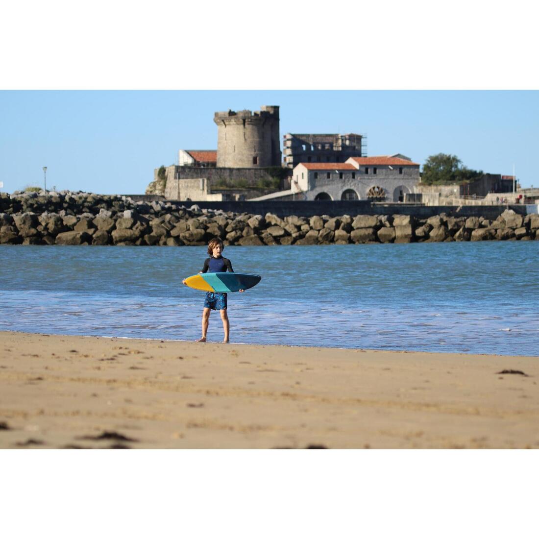 Skimboard enfant - 500 mousse bleu turquoise jaune
