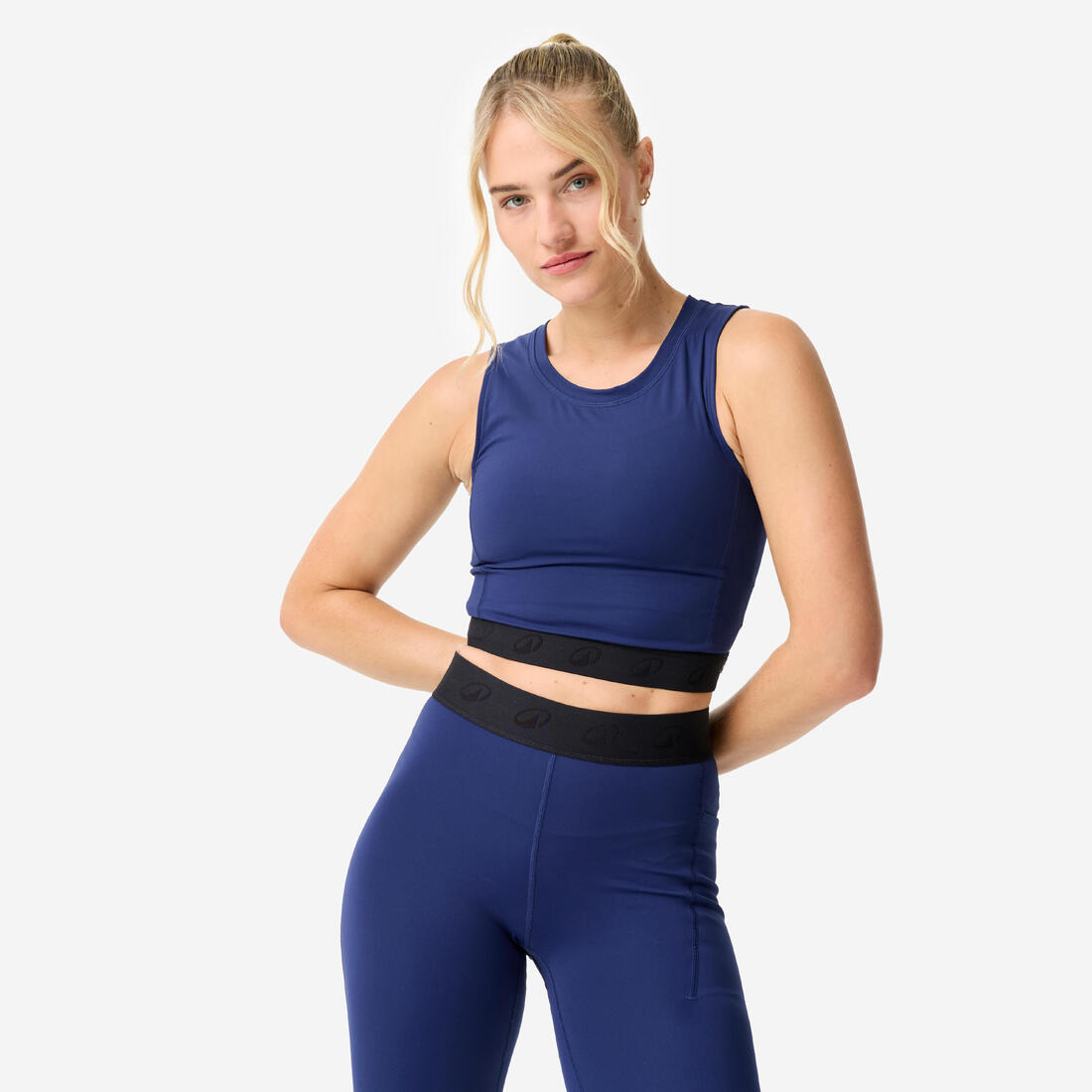 T-shirt crop top de sport élastique à la taille femme