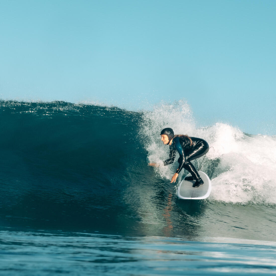 Planche de surf hybride en résine 6'4 40L avec 3 ailerons - kaki