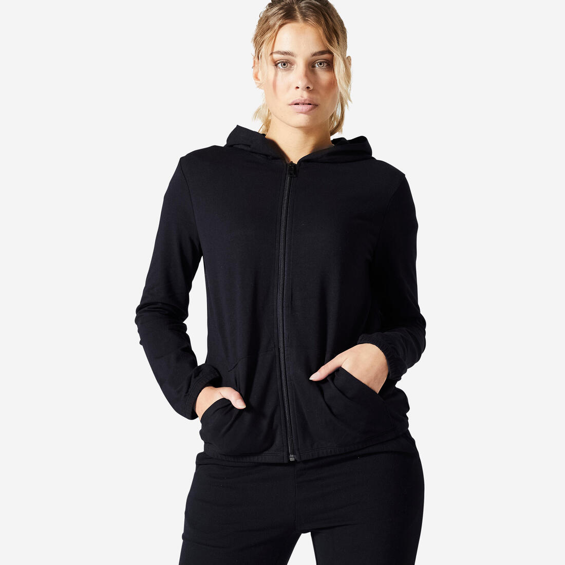 Sweat Zippé Fitness Femme - 100 Gris Pale