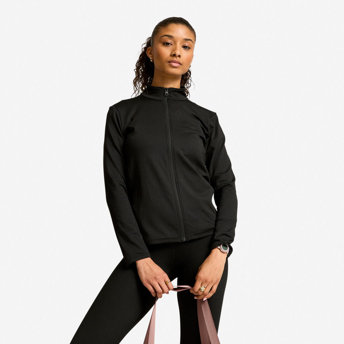 Veste de sport polaire femme, noir