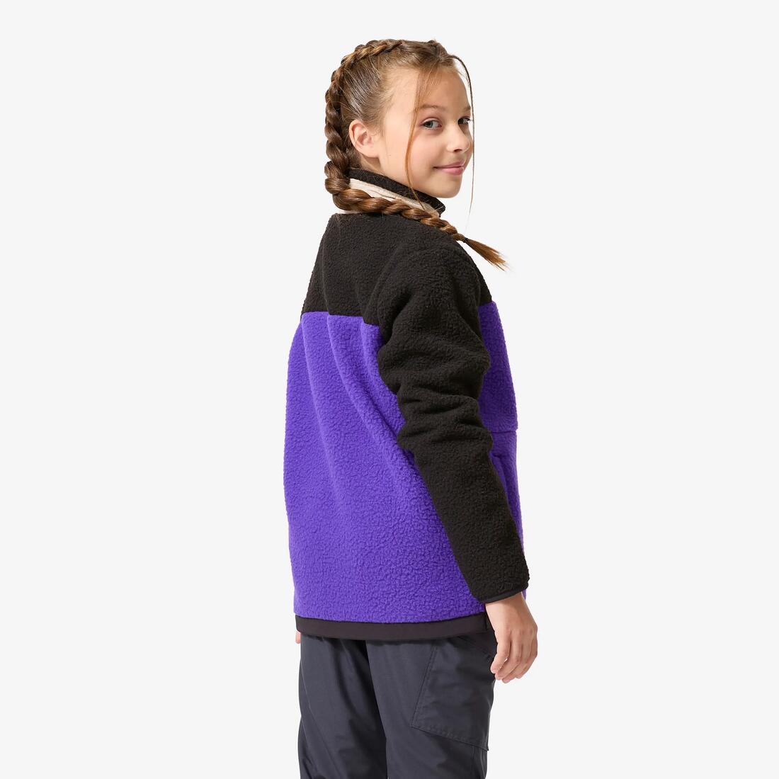 Veste polaire sherpa chaude enfant 7-15 ans, NH 900 beige, noir et