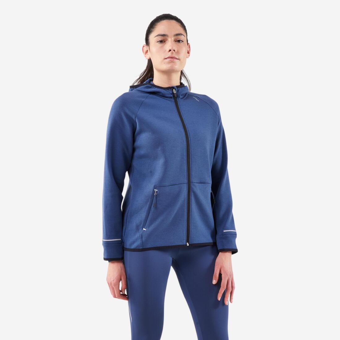 Veste chaude de running Femme, KIPRUN Run 500 Warm – bleu abysse