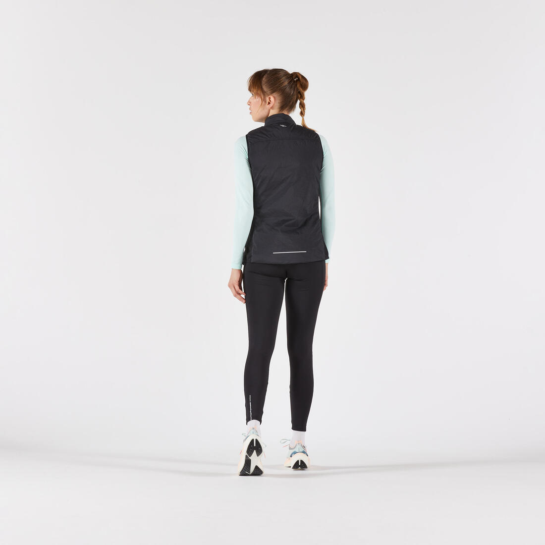 Veste sans manches chaude de running Femme, KIPRUN SM 500 Run warm noire