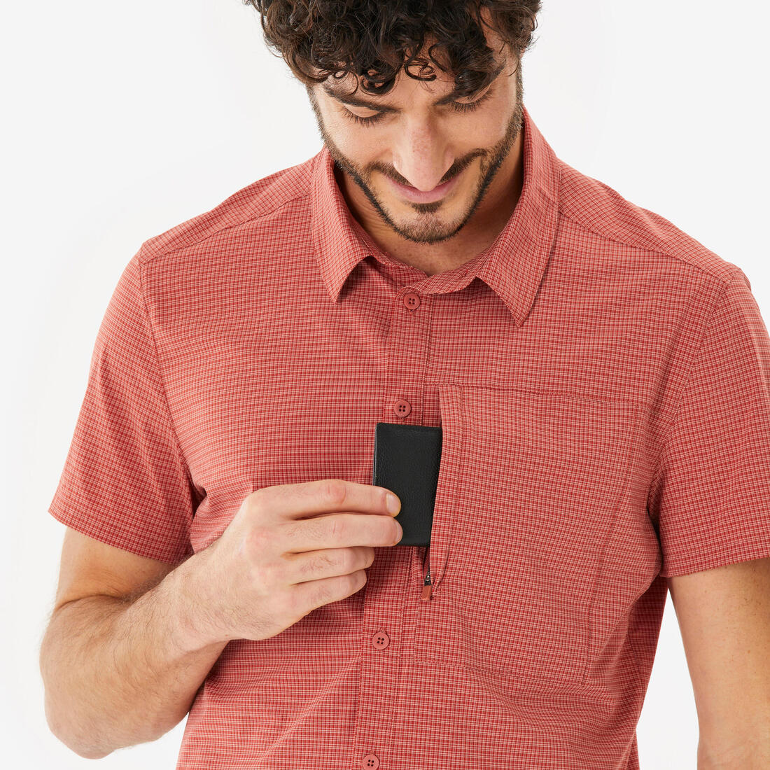 Chemise de trekking manches courtes homme, NH 500 stretch
