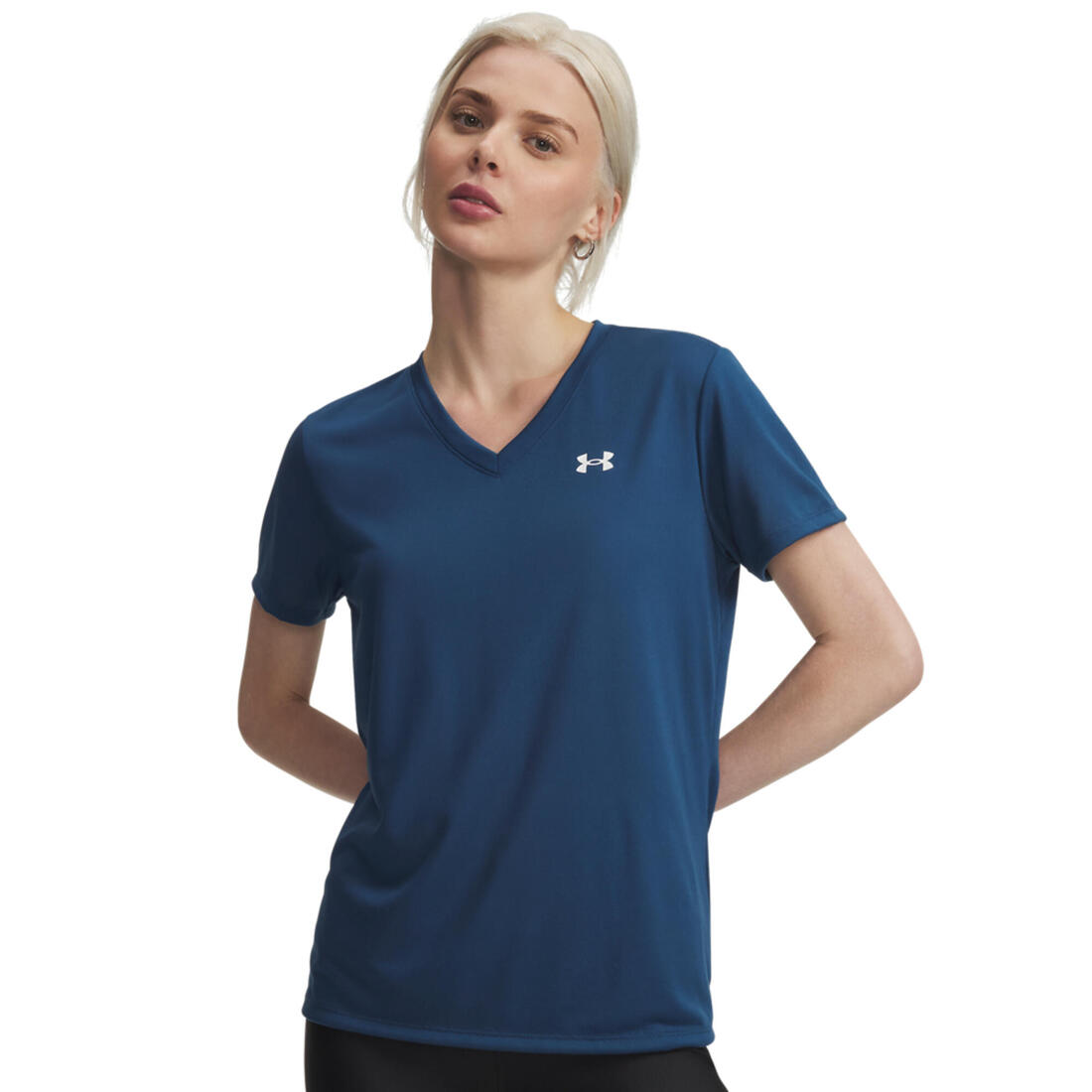 T-shirt de fitness, à manches courtes col V femme