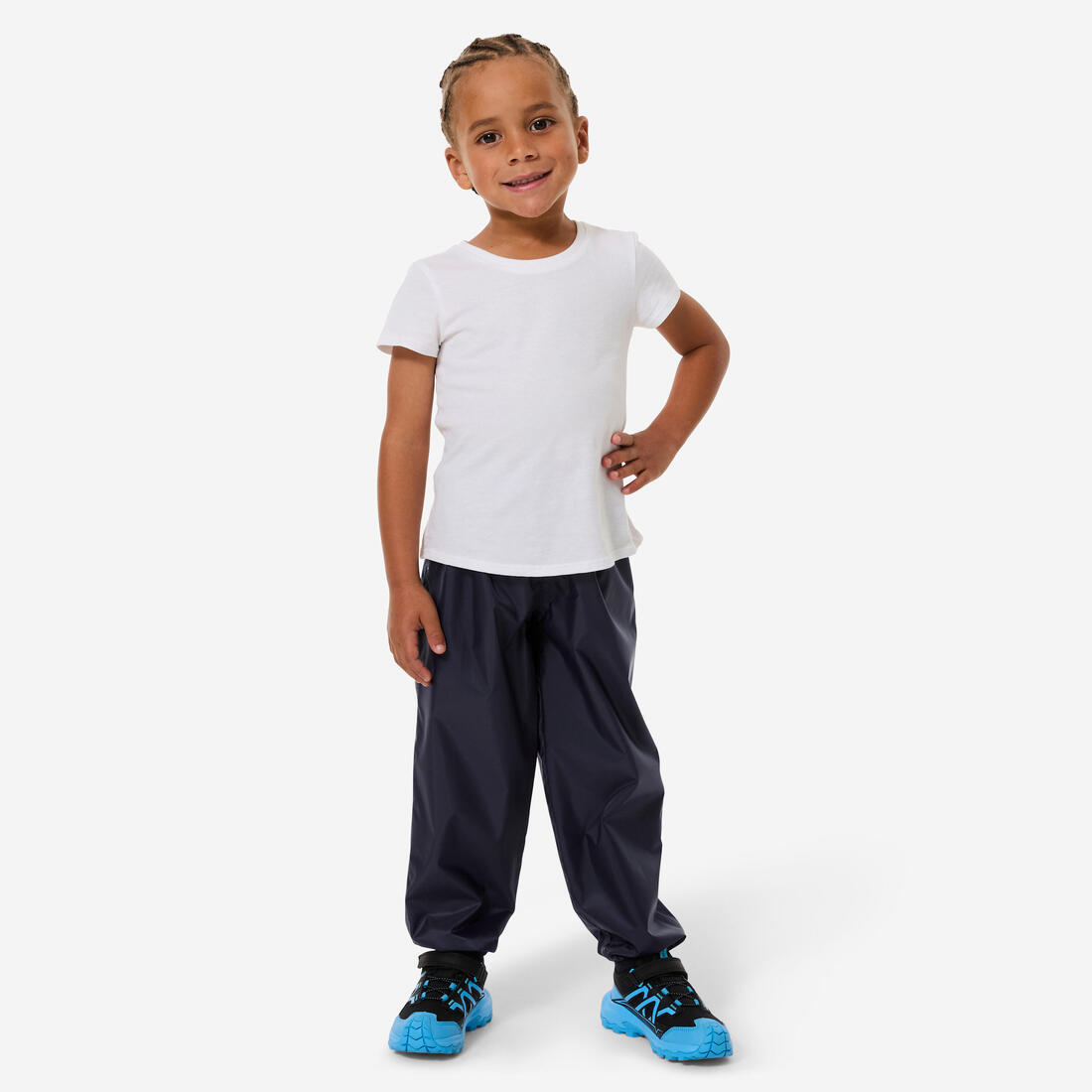 Surpantalon de randonnée imperméable enfant 2-6 ans, MH100 bleu noir