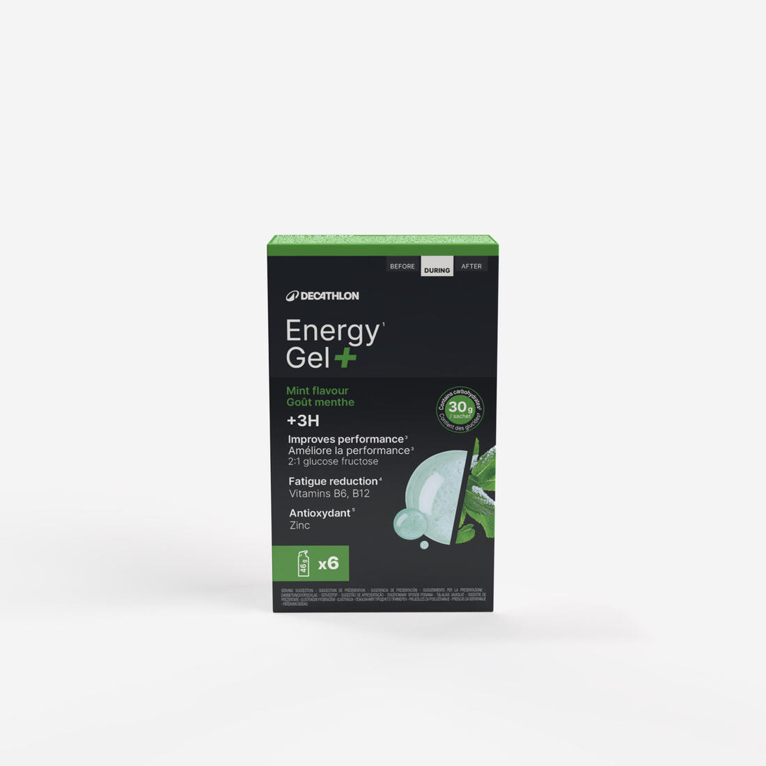 Gel énergétique plus de 3 heures menthe, Energy Gel + x6.