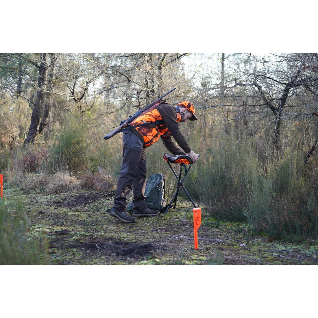 Casquette chasse à rabat camouflage orange – orange fluo epi