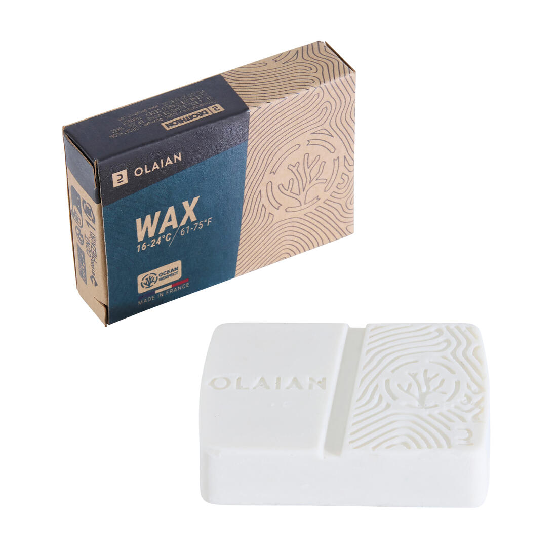 Surf wax d'origine naturelle pour  eau chaude de 22 à 30 °c.