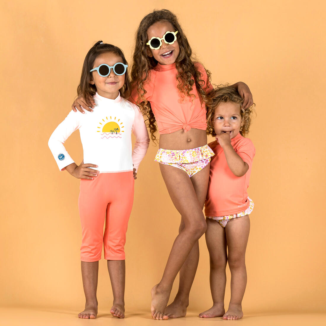 T-shirt anti uv bébé manches courtes corail