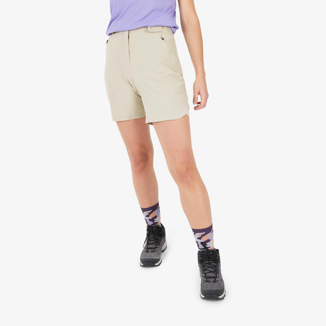 Short de randonnée montagne femme - MH500 – beige lunaire