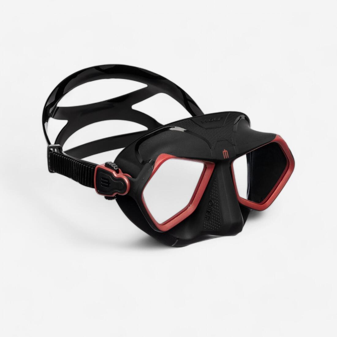 MASQUE DE CHASSE SOUS MARINE ET APNEE WOLF NOIR/ROUGE