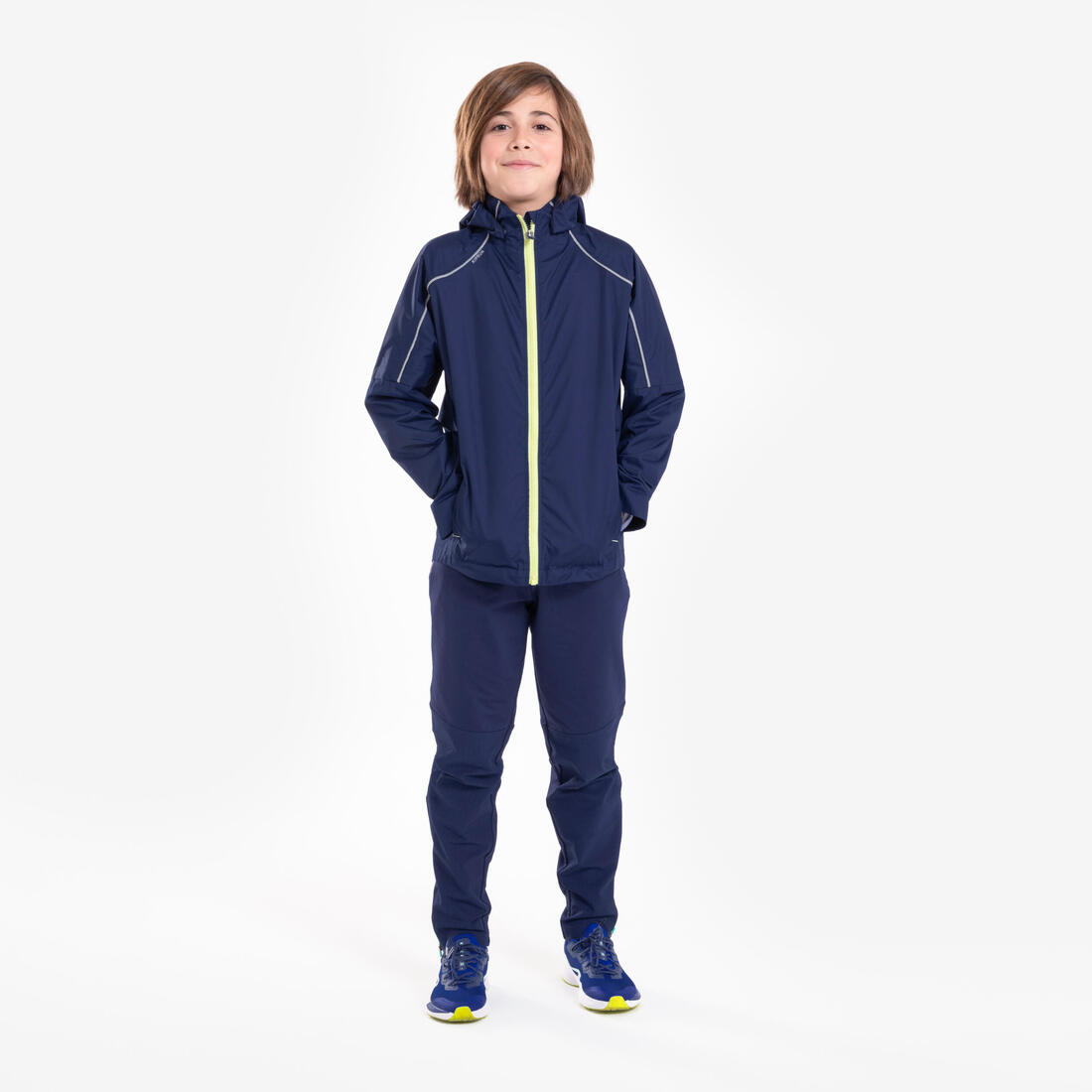 Pantalon de running  Chaud avec Zip Enfant, KIPRUN PANTS WARM 900 marine
