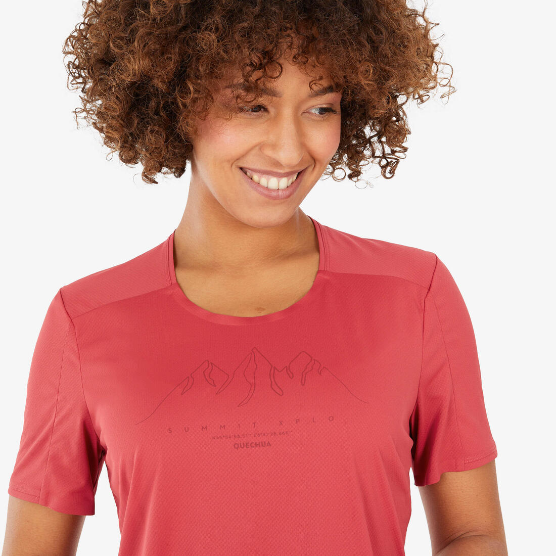 T-shirt de randonnée manches courtes femme, MH500
