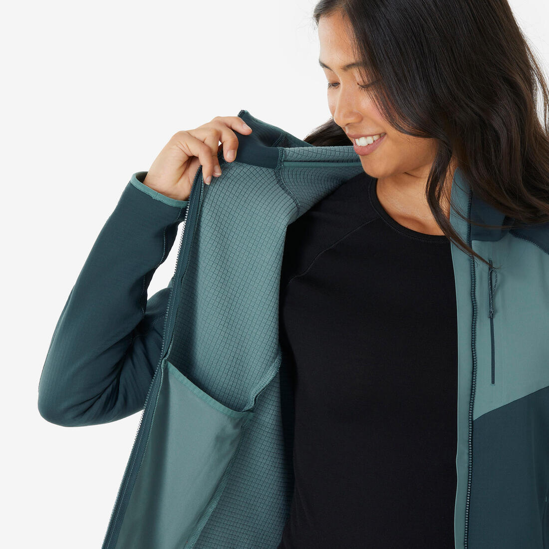 Polaire de randonnée montagne femme, MH500 full zip