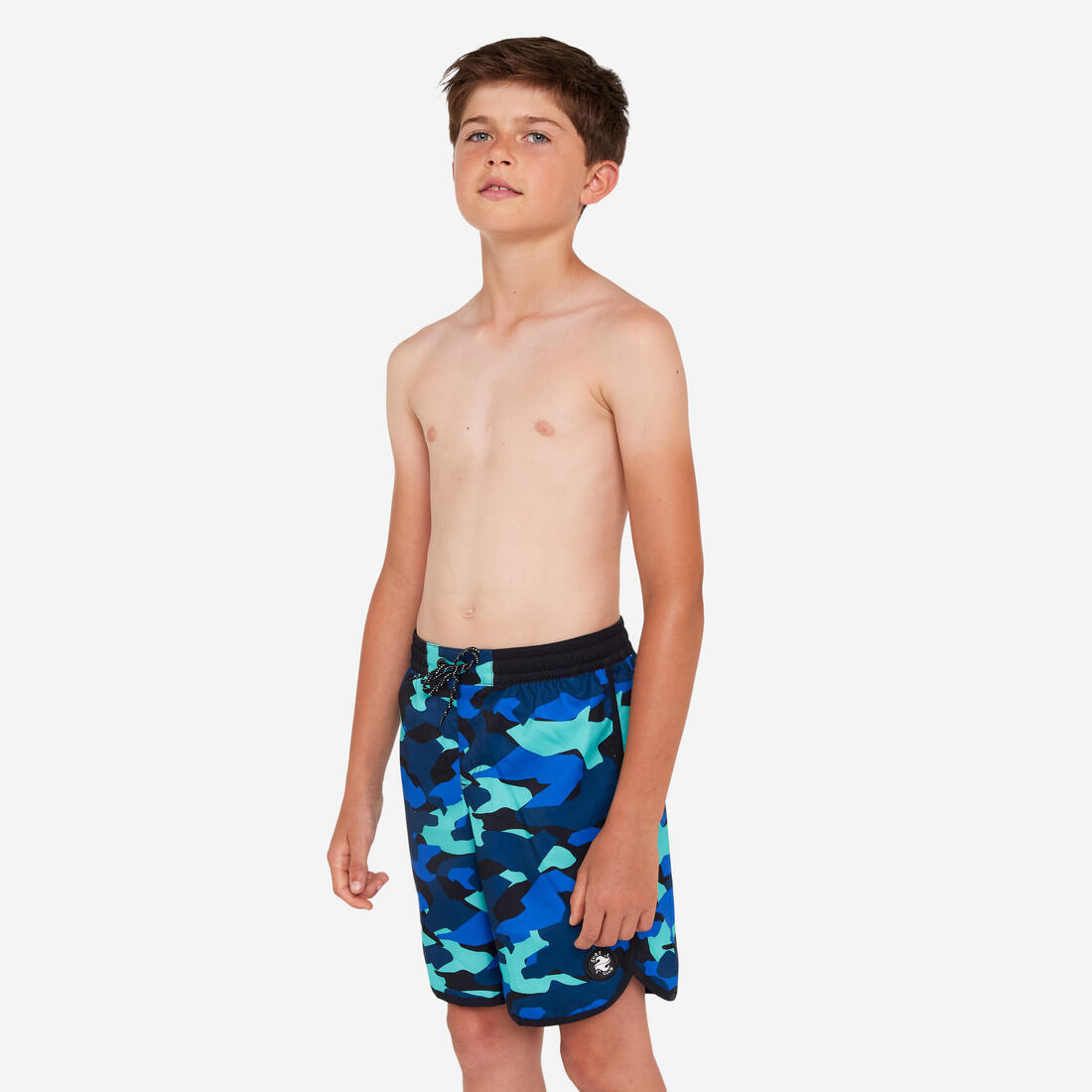 SHORT DE BAIN 500 BLEU CAMO
