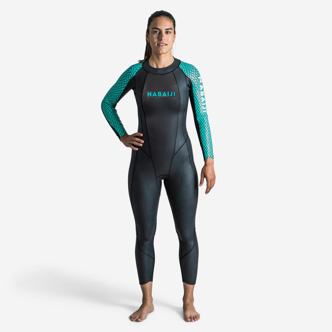 Combinaison néoprène femme de nage eau libre - OWS 500 2/2 noir turquoise