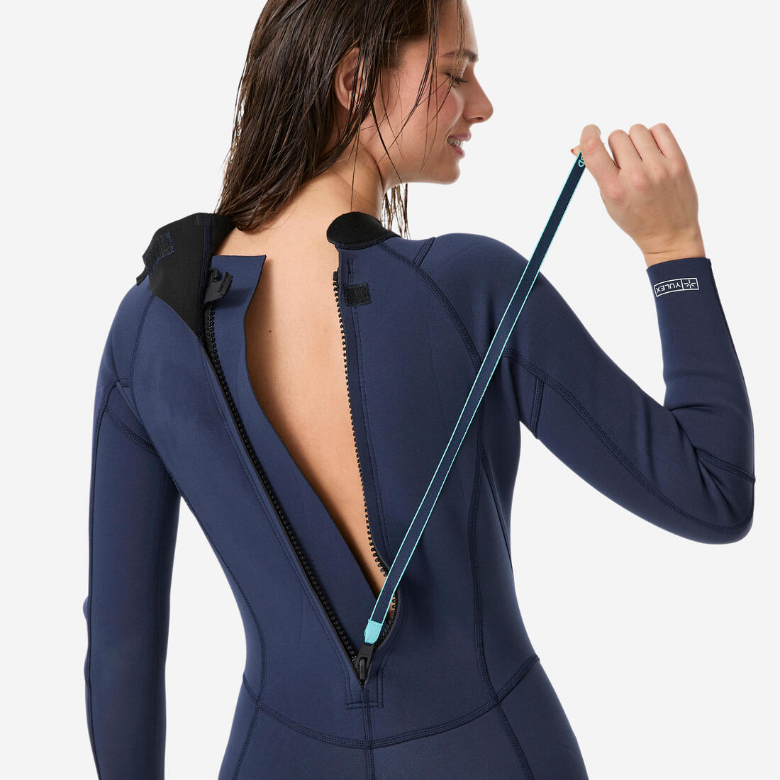 Combinaison intégrale surf 2/2 mm caoutchouc naturel Yulex femme, 100 bleu