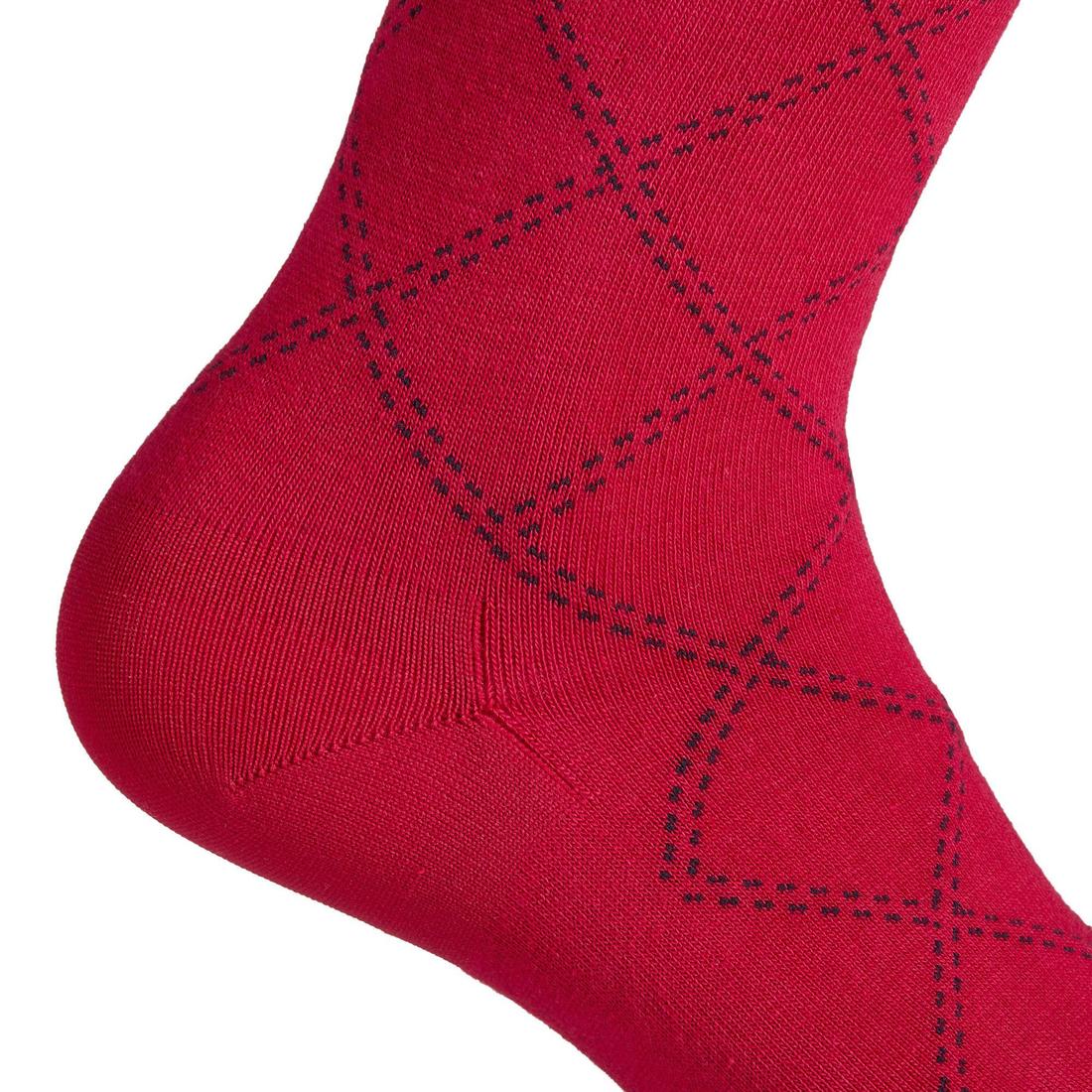 Chaussettes équitation femme 500 LIGHT bleu turquin et framboise