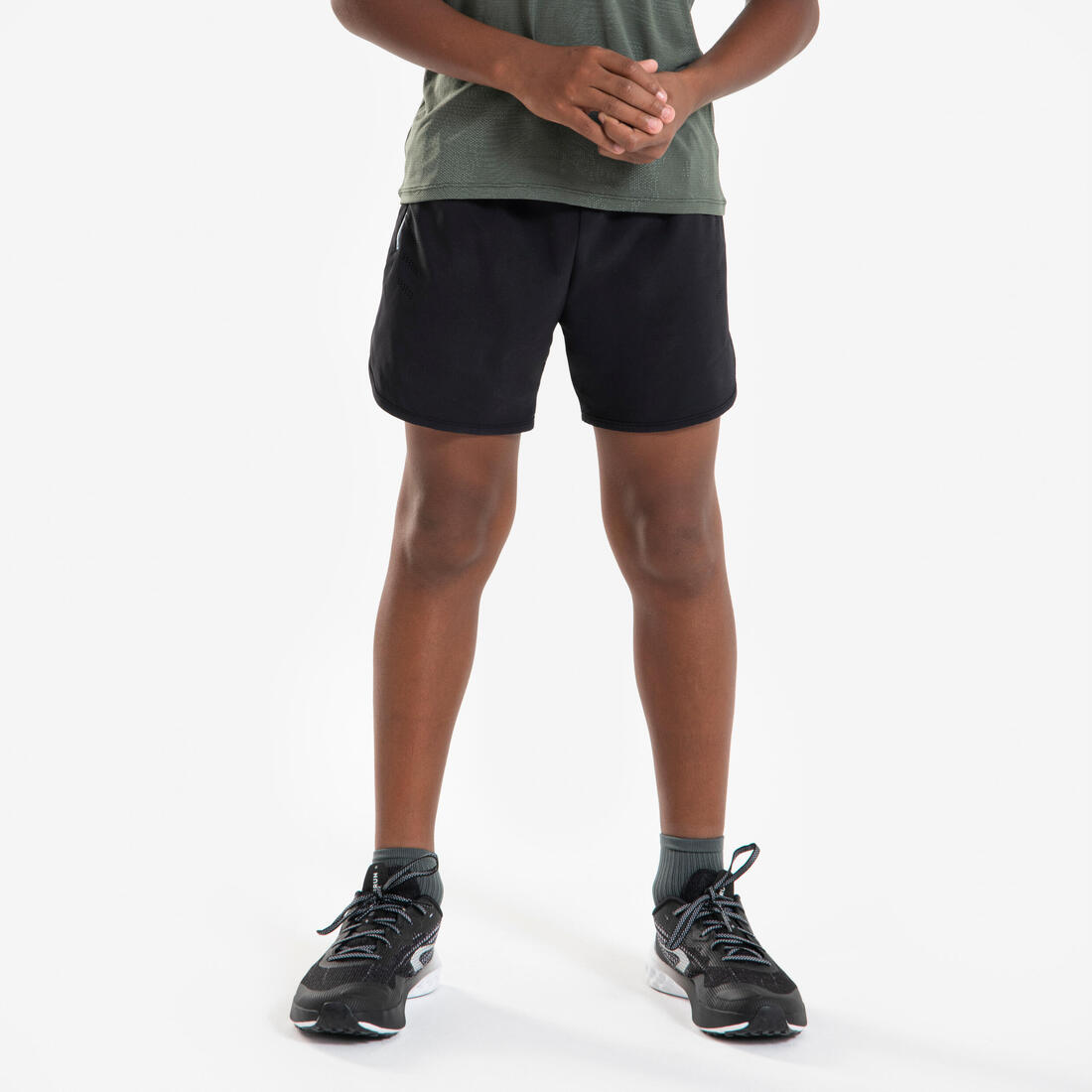Short de Running respirant Enfant - KIPRUN dry+ 900 noir et gris