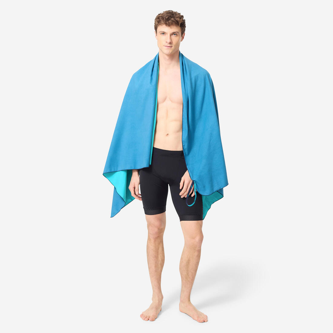 Serviette microfibre double face bleu/vert ultra compacte taille xl 110 x 175 cm