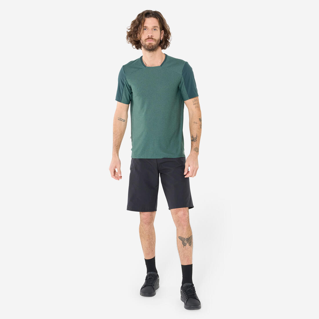 Short 2 en 1 avec peau VTT Homme, 100 noir