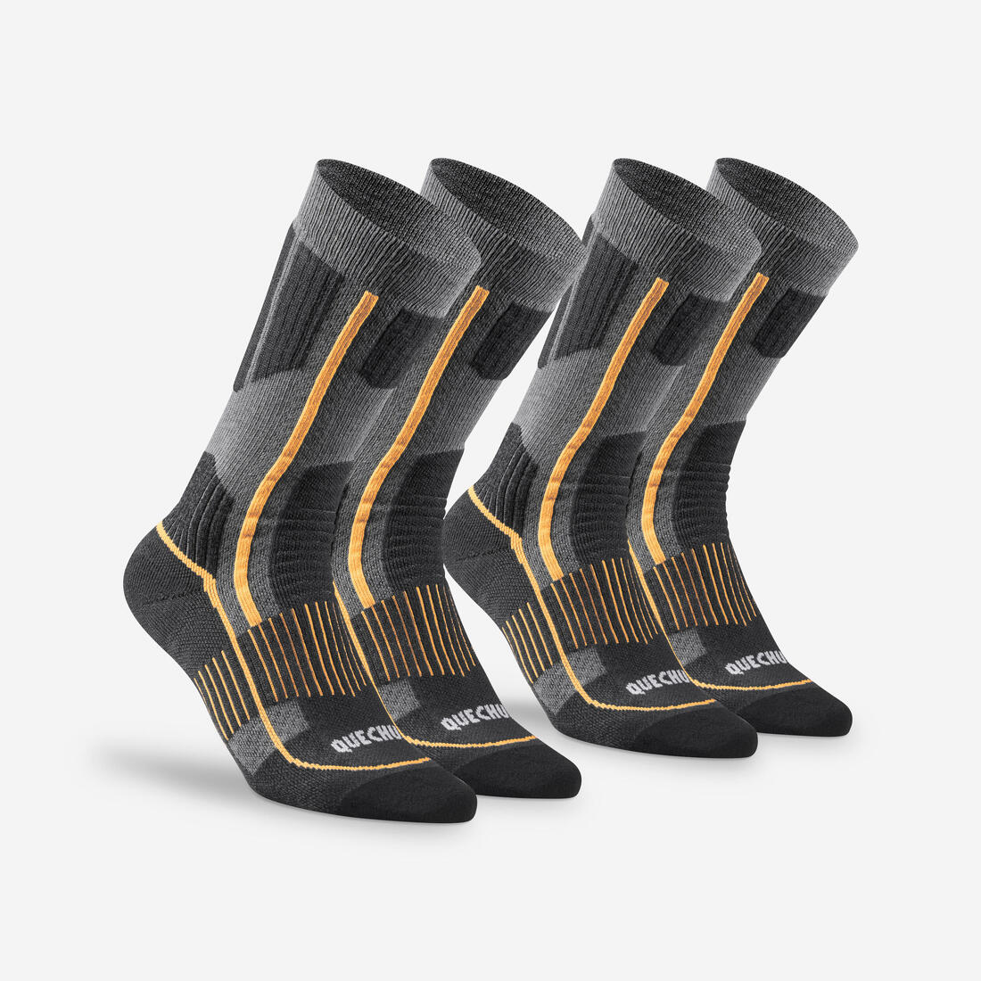 Chaussettes chaudes de randonnée - SH500 MOUNTAIN MID - x2 paires – gris asphalte
