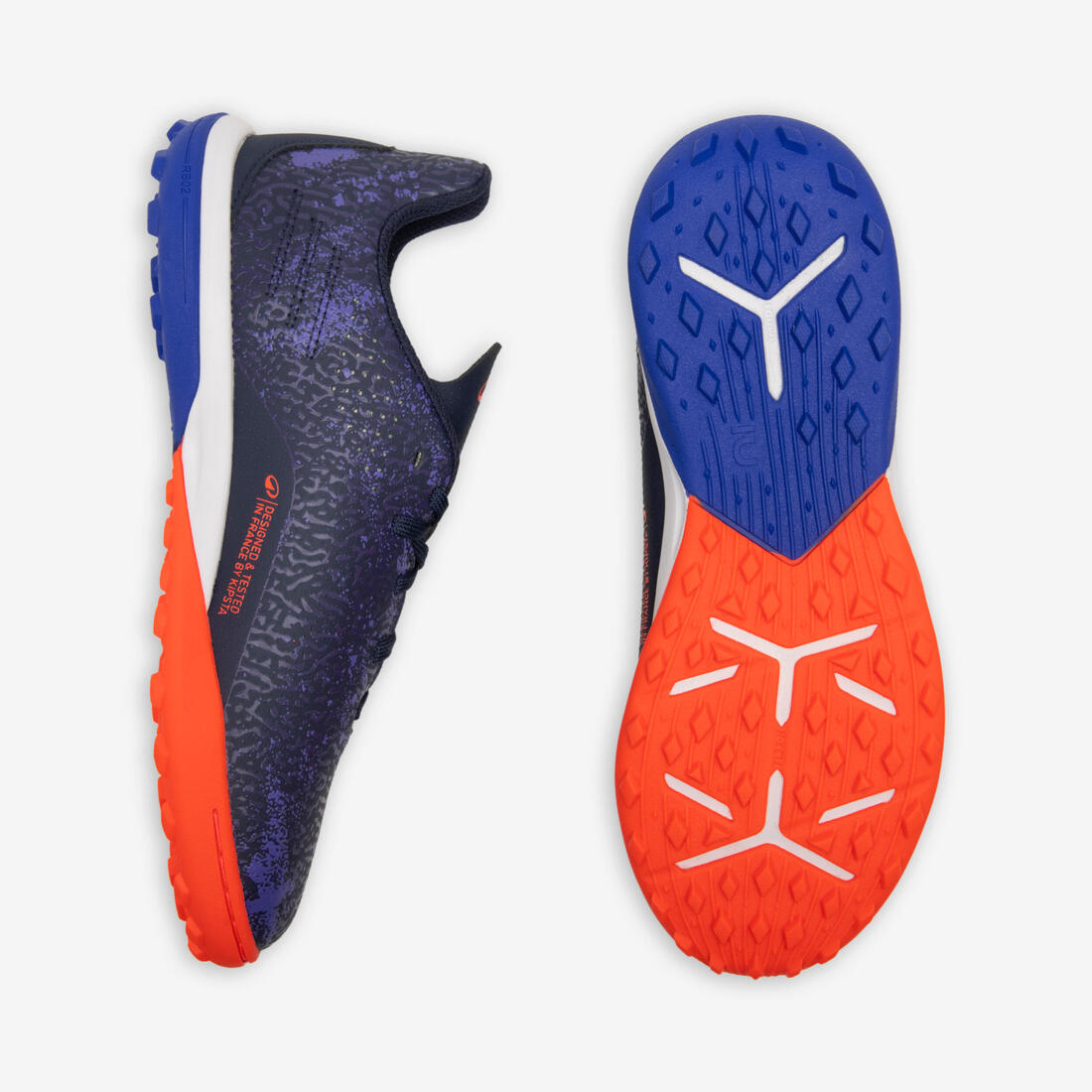 CHAUSSURES DE FOOTBALL ENFANT A LACETS VIRALTO I TURF TF ORANGE ET