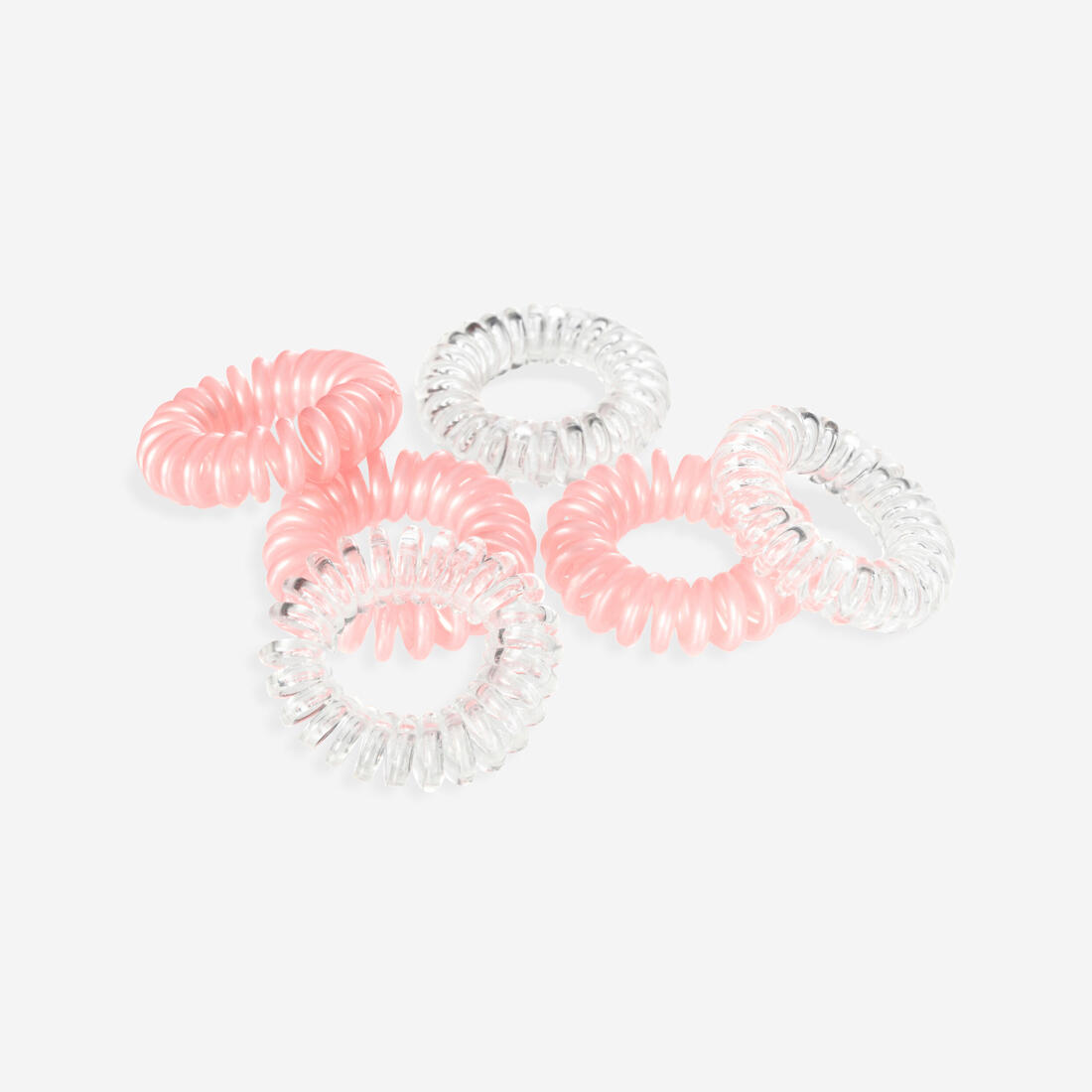 Élastiques cheveux fitness rose et transparent x6