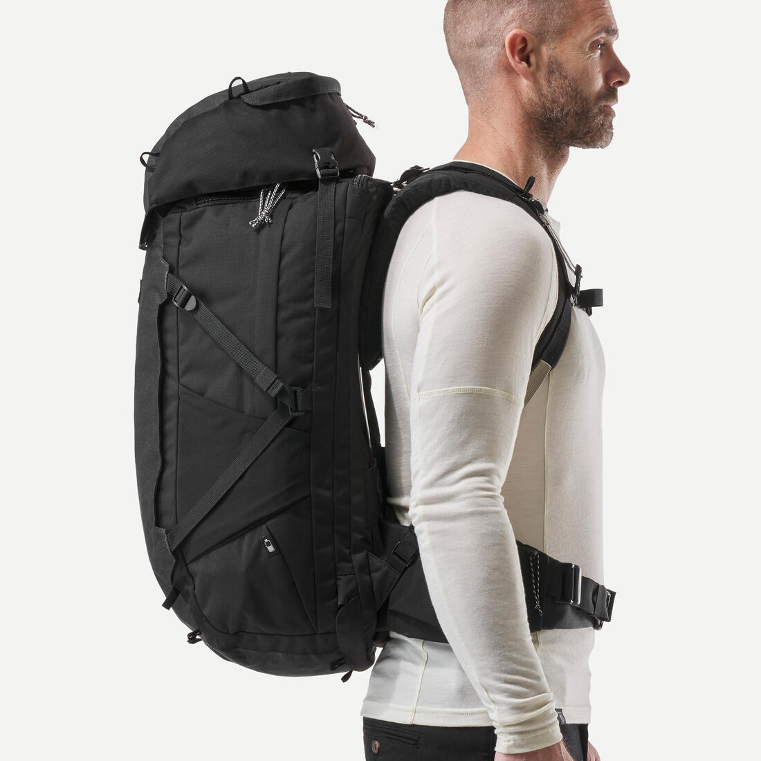 Sac à dos de voyage ouverture valise 50+6L homme, Travel 900 gris