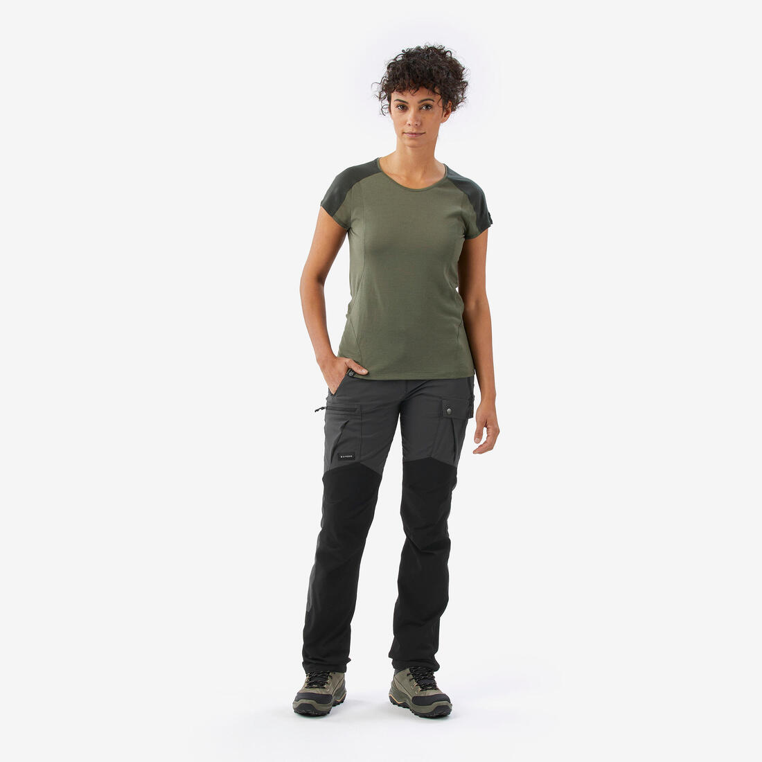 T-shirt de trek manches courtes en laine mérinos - Femme - MT500