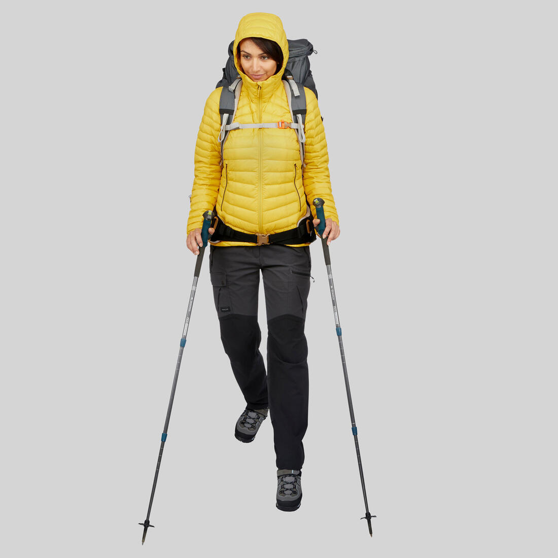 Doudoune à capuche en duvet de trek montagne - mt100 -5 °c - femme