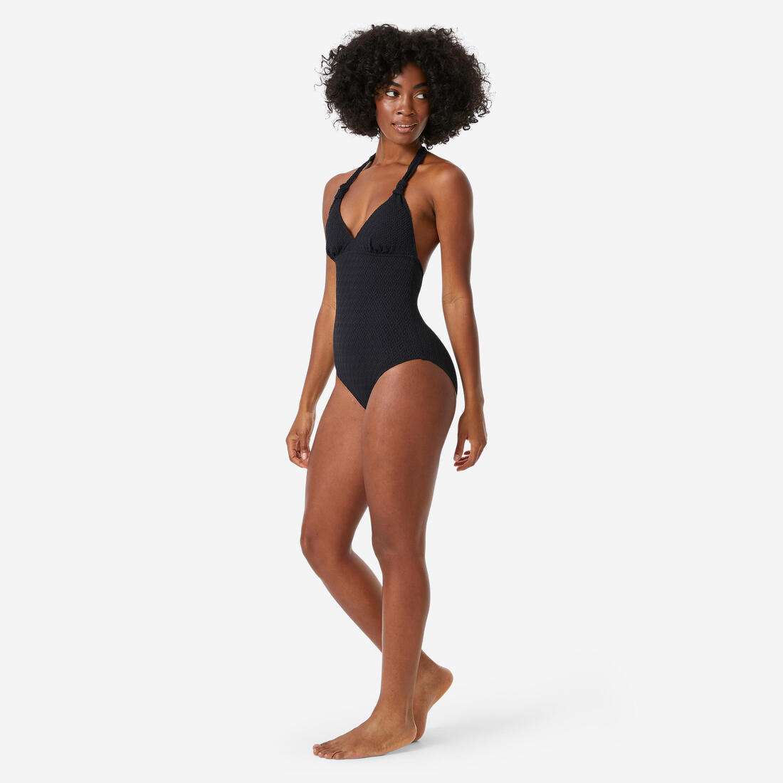 Maillot de bain une pièce foulard femme, Clea Gange noir
