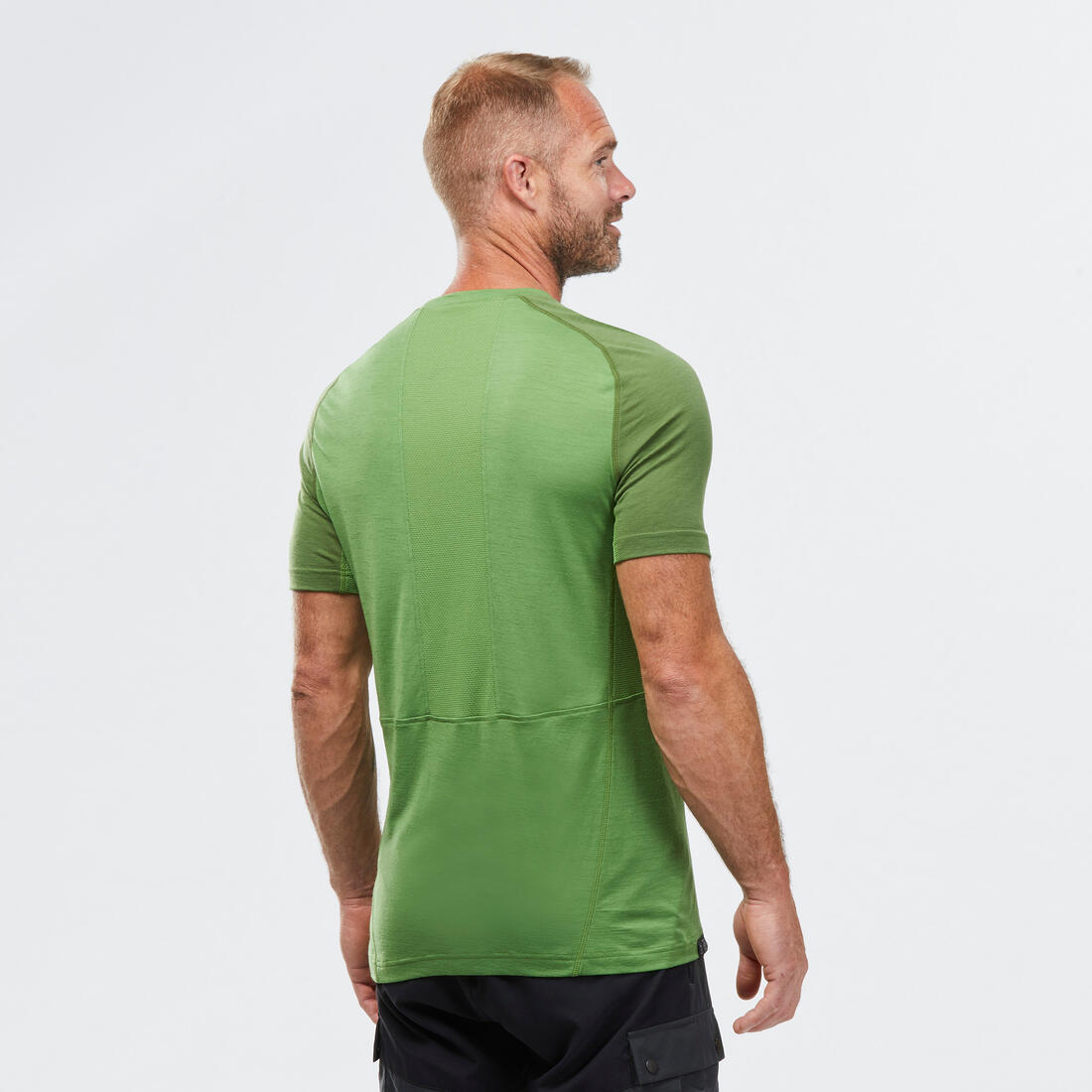 T-shirt de trek manches courtes en laine mérinos  - homme - mt500
